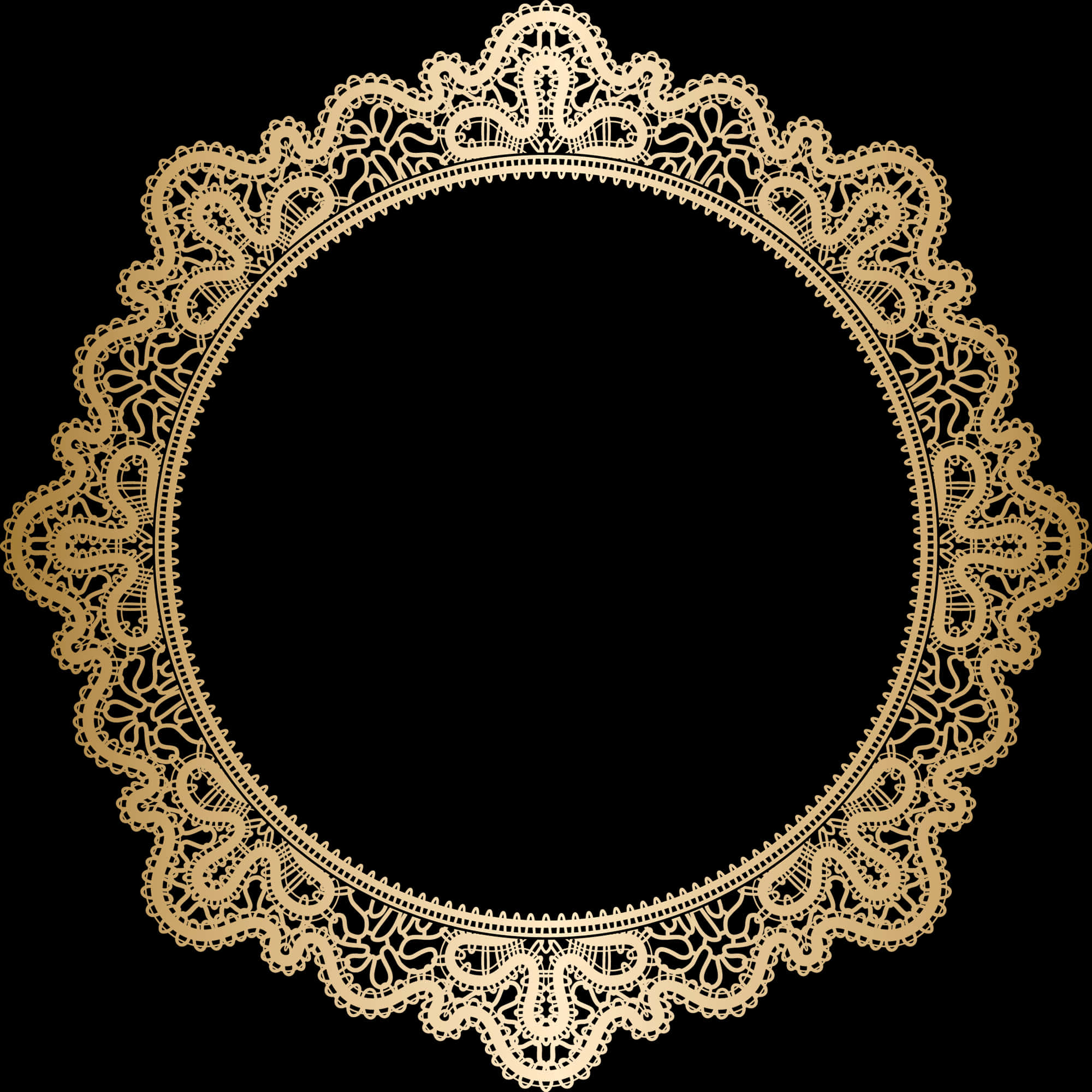 Golden Lace Frame Design PNG Image