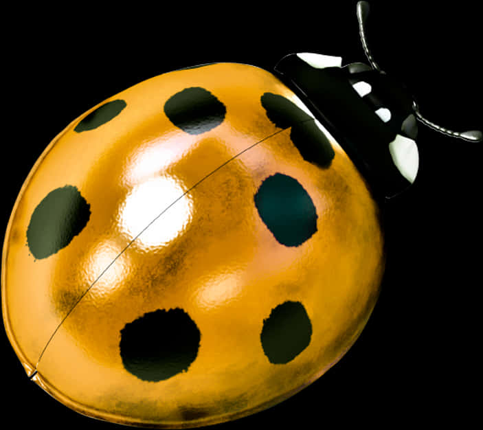 Golden Ladybug Illustration PNG Image