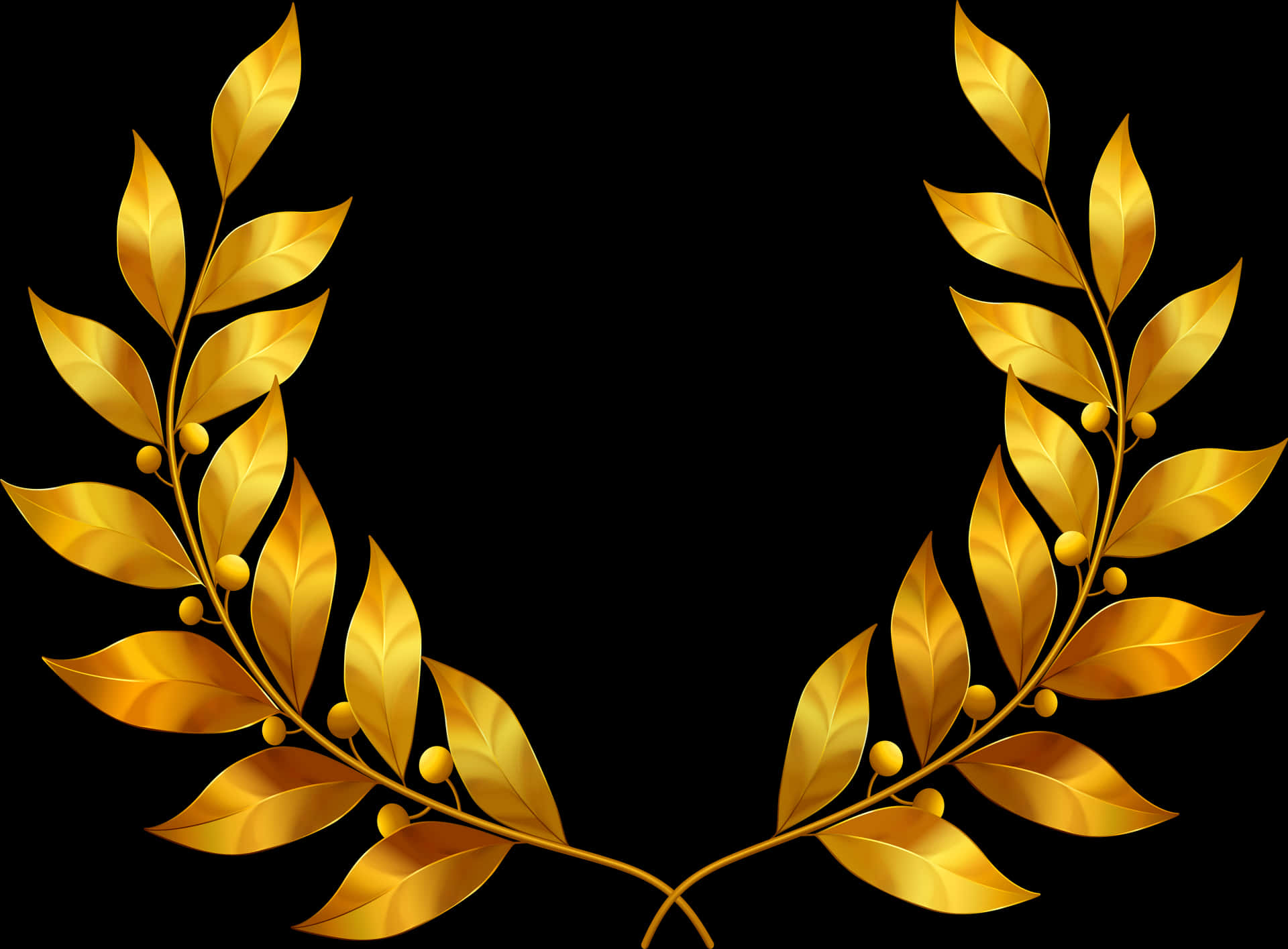 Golden Laurel Wreath Design PNG Image