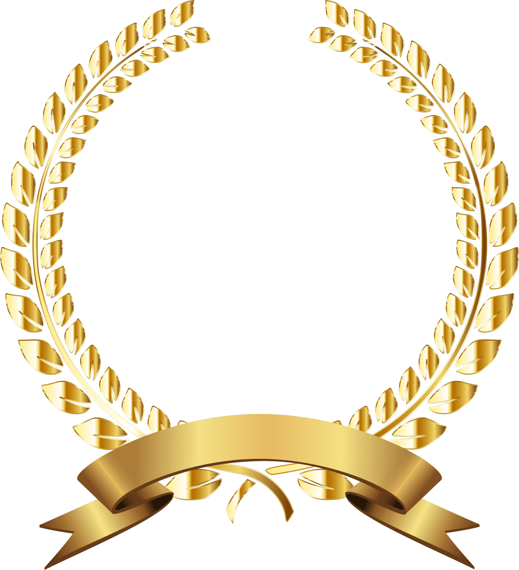 Golden Laurel Wreathwith Ribbon PNG Image