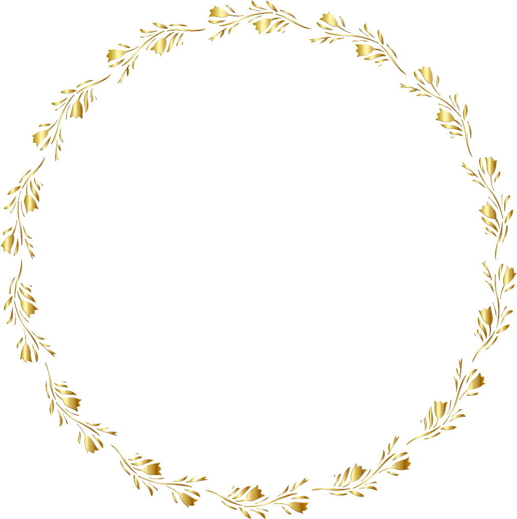 Golden Leaf Circle Frame PNG Image