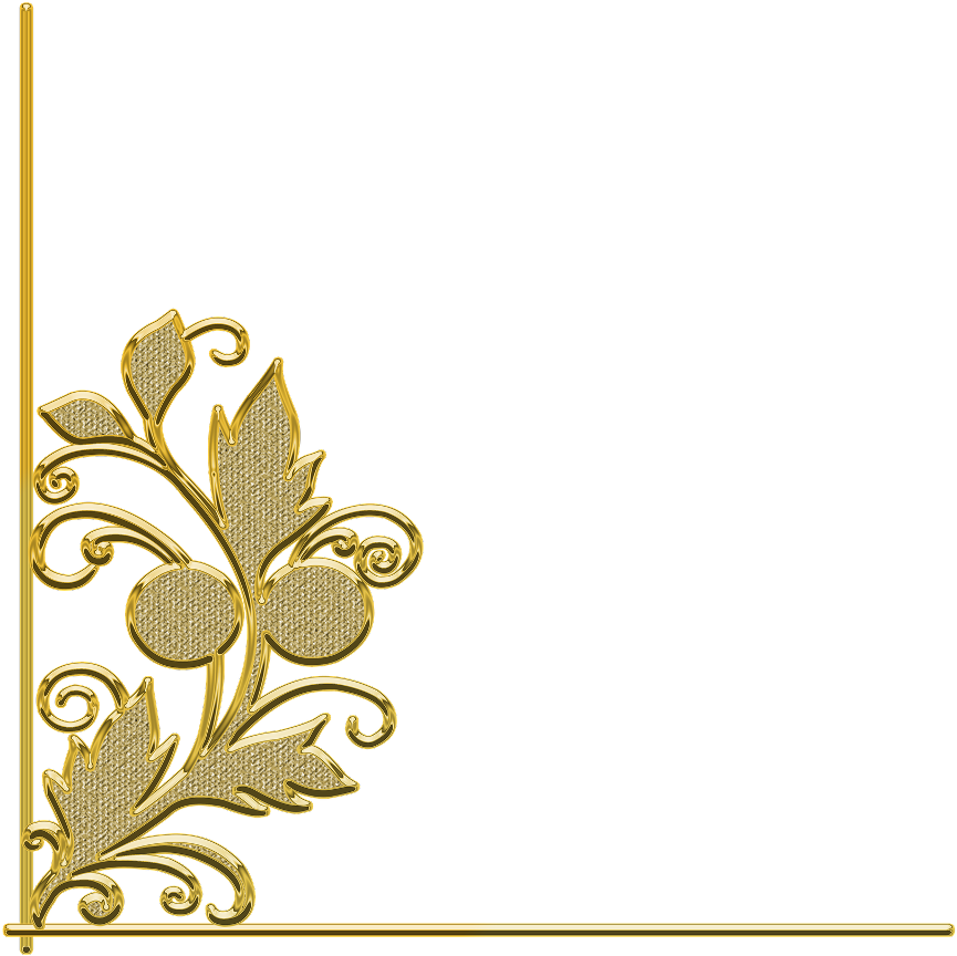 Golden Leaf Design Border PNG Image