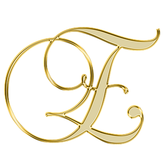 Golden Letter C Calligraphy PNG Image