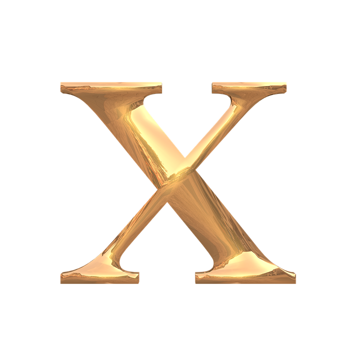 Golden Letter Xon Teal Background PNG Image