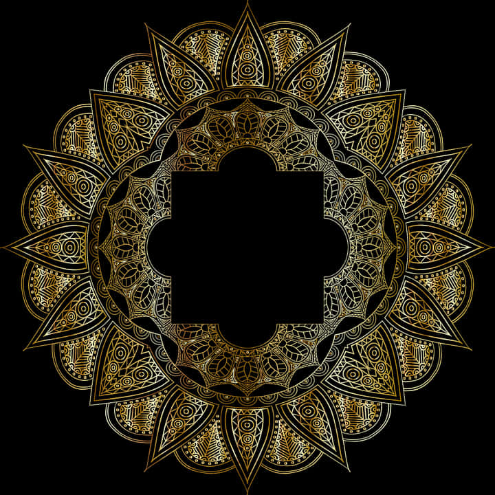 Golden Mandala Designwith Central Space PNG Image