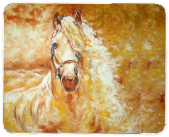 Golden Mane Horse Painting PNG Image