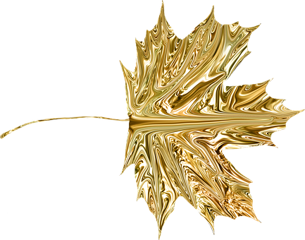 Golden Maple Leaf Artwork PNG Image