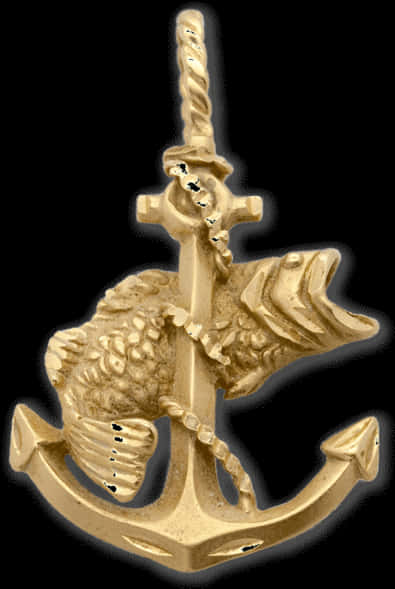 Golden Maritime Anchor Sculpture PNG Image