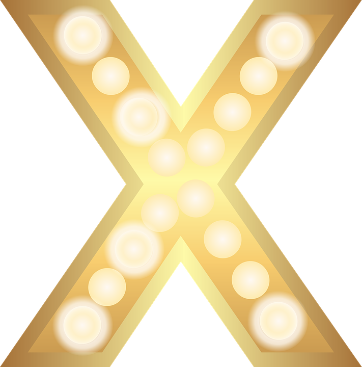 Golden Marquee Letter X PNG Image