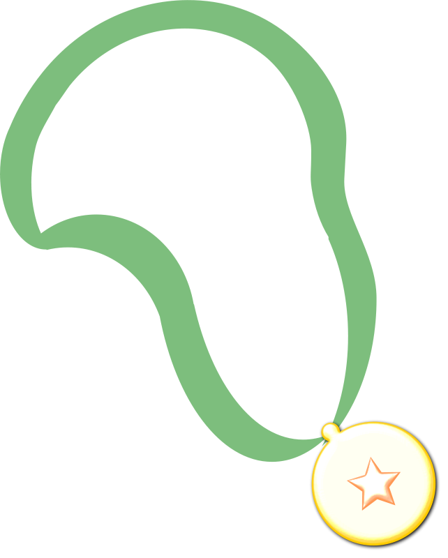 Golden Medalwith Green Ribbon PNG Image