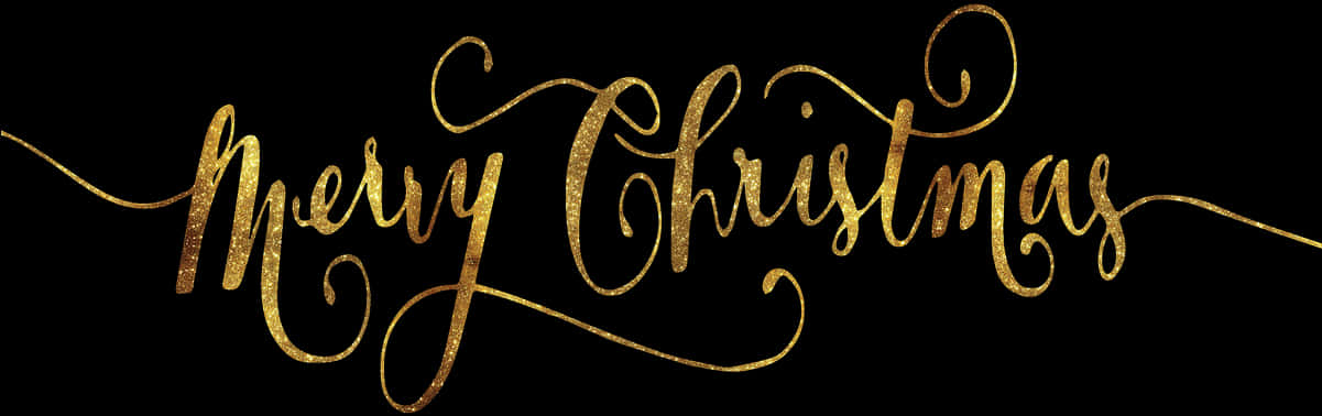 Golden Merry Christmas Calligraphy PNG Image