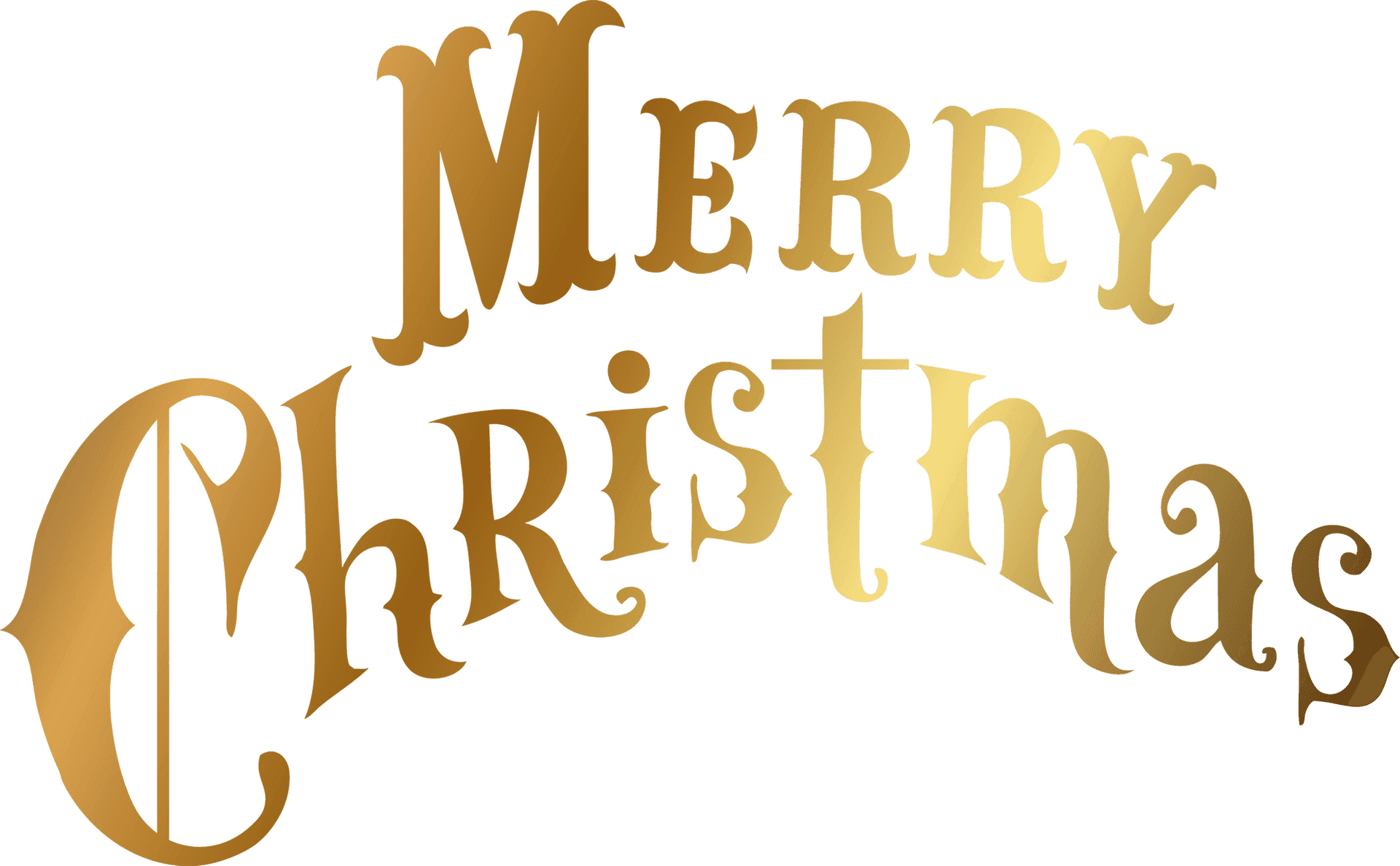 Golden Merry Christmas Text PNG Image