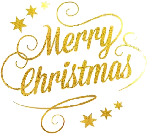 Golden Merry Christmas Text PNG Image