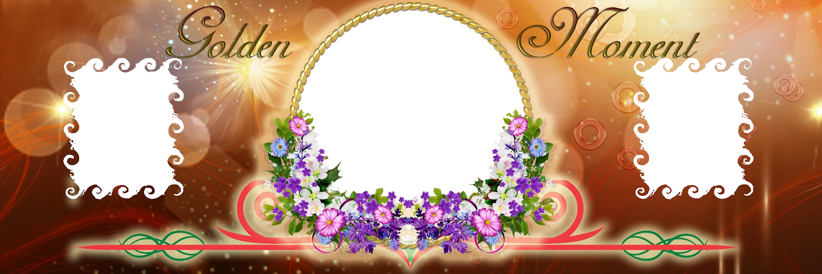 Golden Moment Floral Frame PNG Image