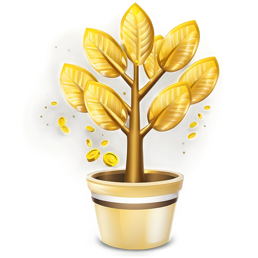 Golden Money Tree Design Png Uyw PNG Image