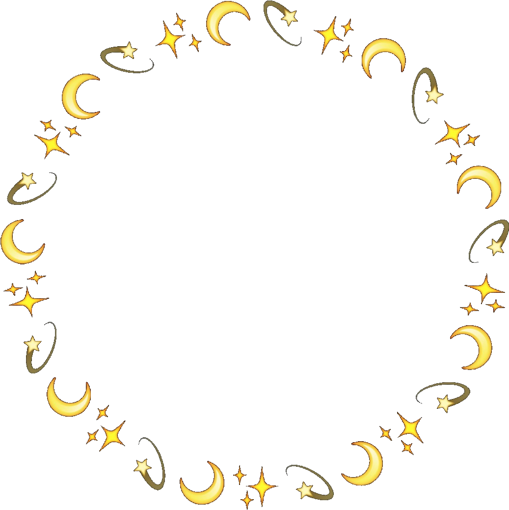 Golden Moonand Stars Frame PNG Image