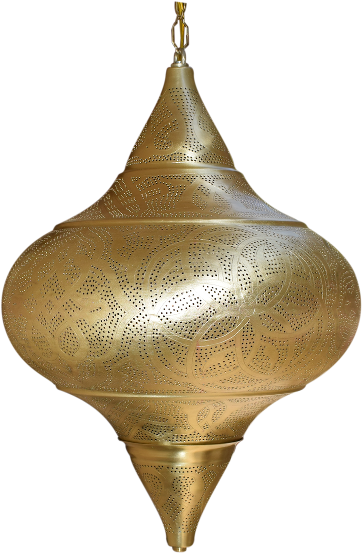 Golden Moroccan Style Pendant Light PNG Image