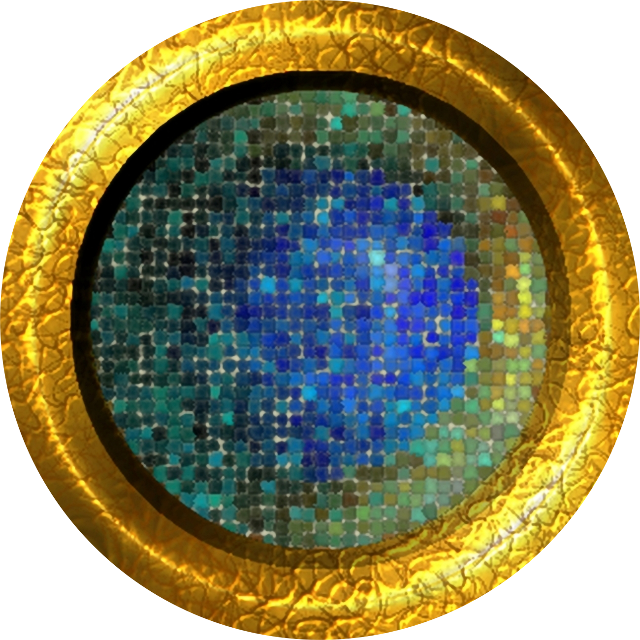 Golden Mosaic Circle Texture PNG Image