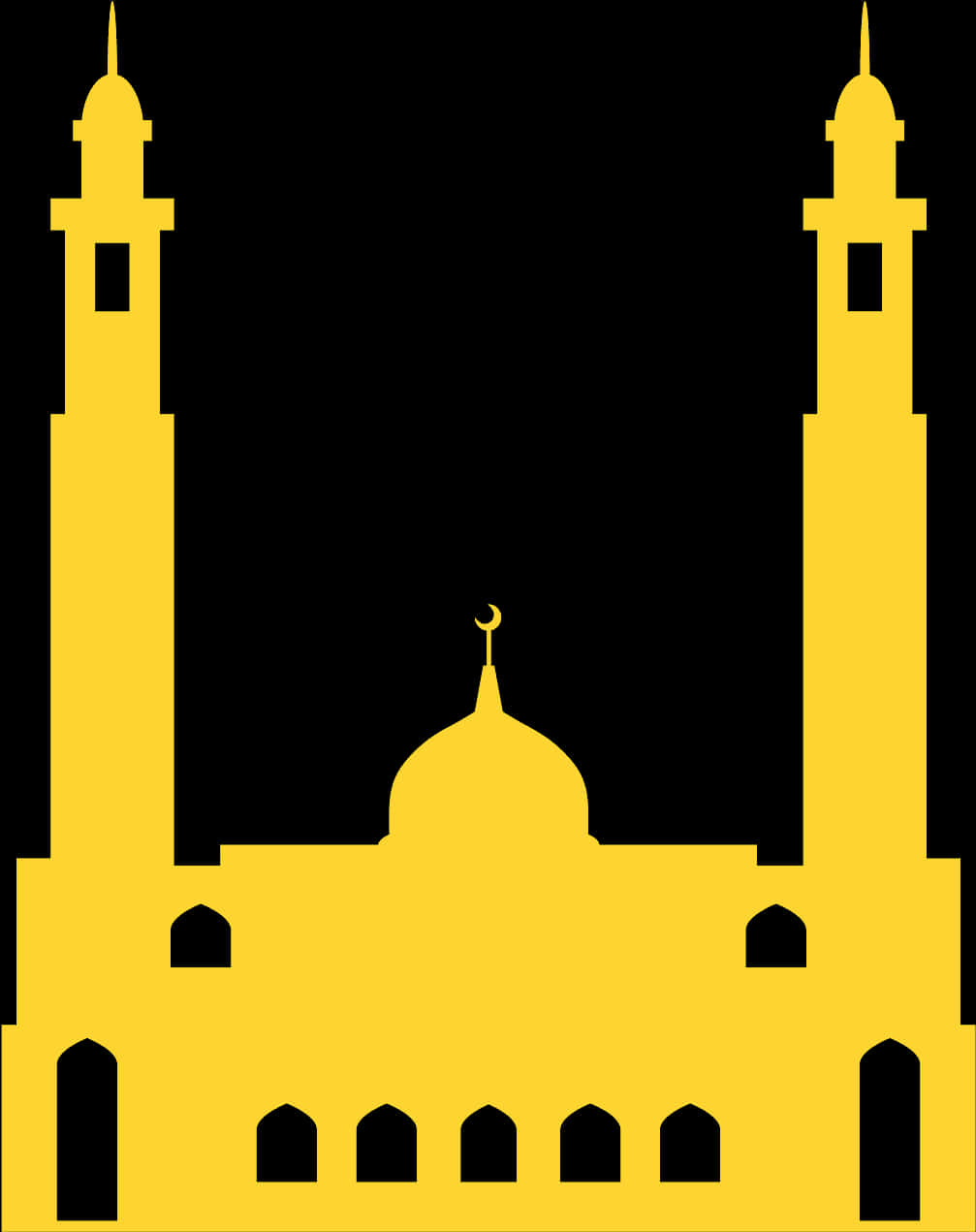 Golden_ Mosque_ Silhouette_ Vector PNG Image