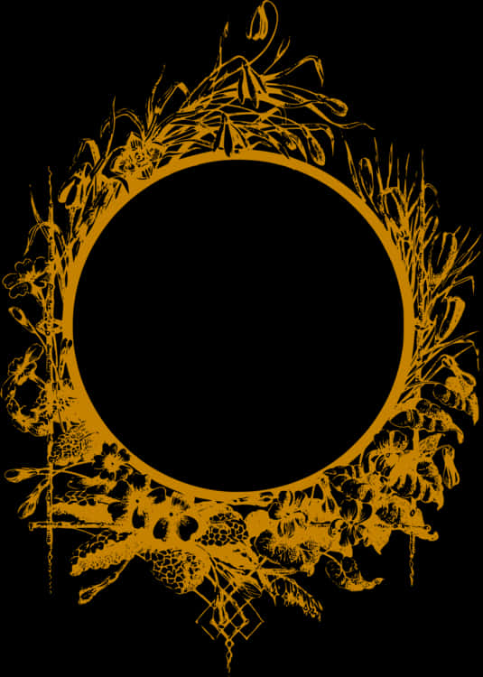 Golden Nature Themed Frame PNG Image