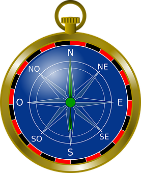 Golden Nautical Compass PNG Image