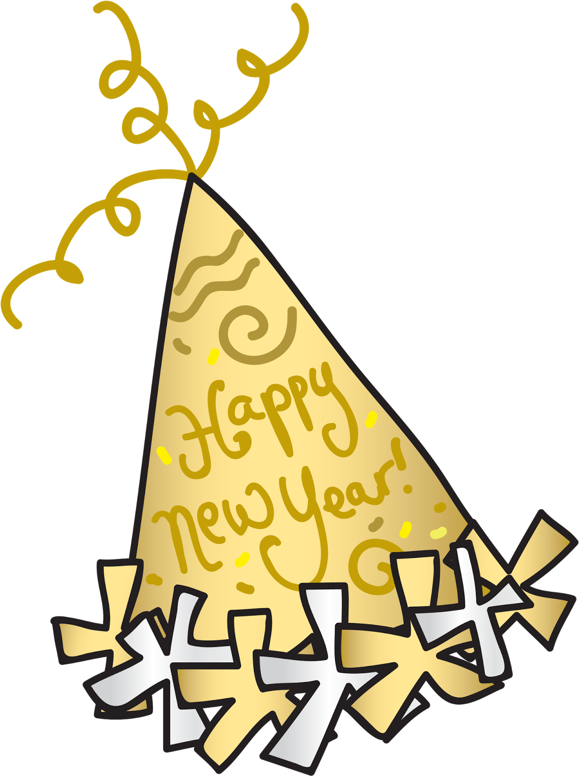 Golden New Year Party Hat PNG Image