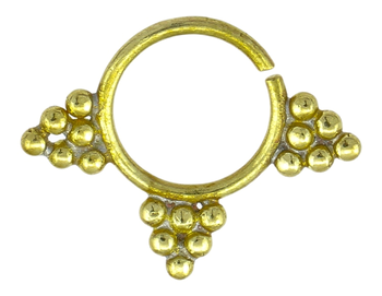 Golden Nose Ring With Beads Design PNG Image