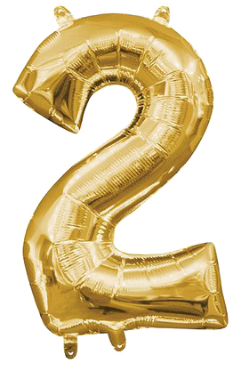 Golden Number2 Balloon PNG Image