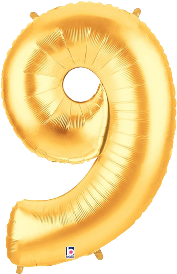 Golden Number9 Balloon PNG Image