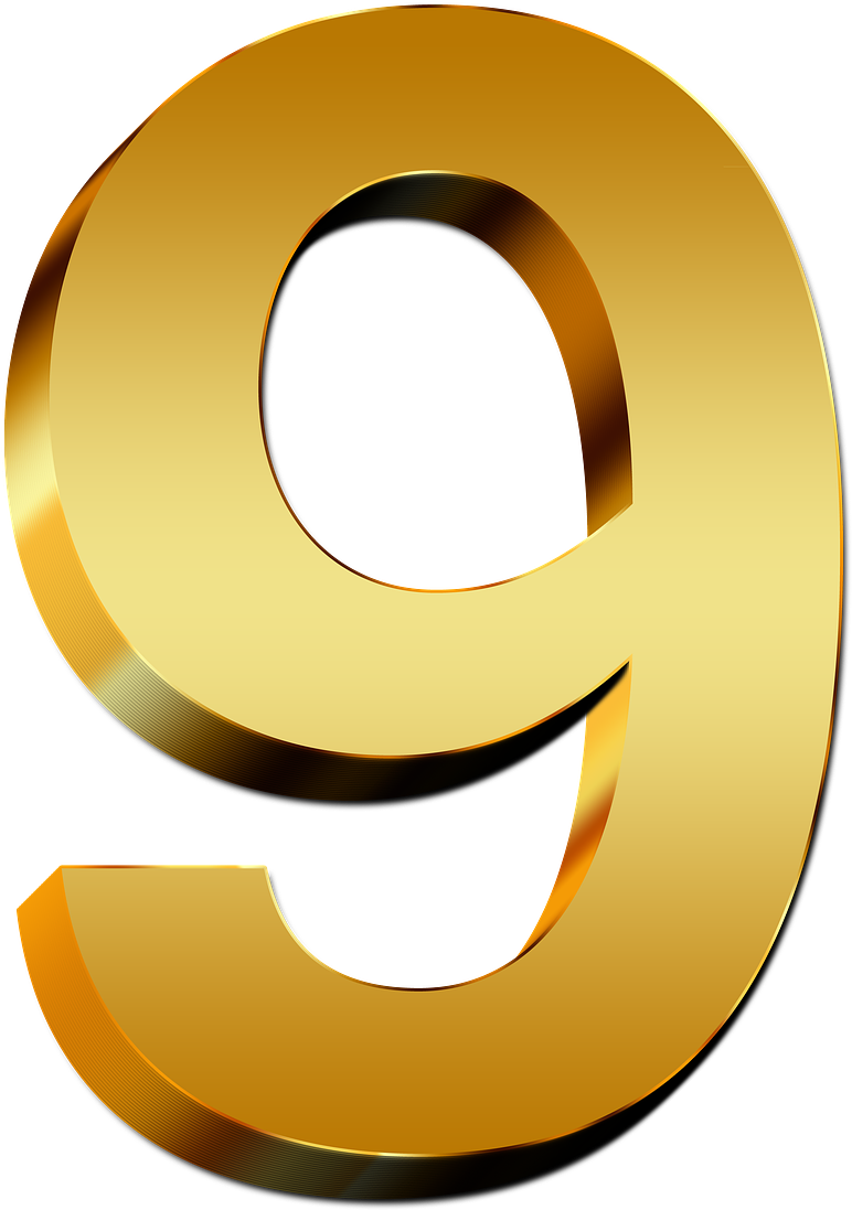 Golden Number9 Graphic PNG Image