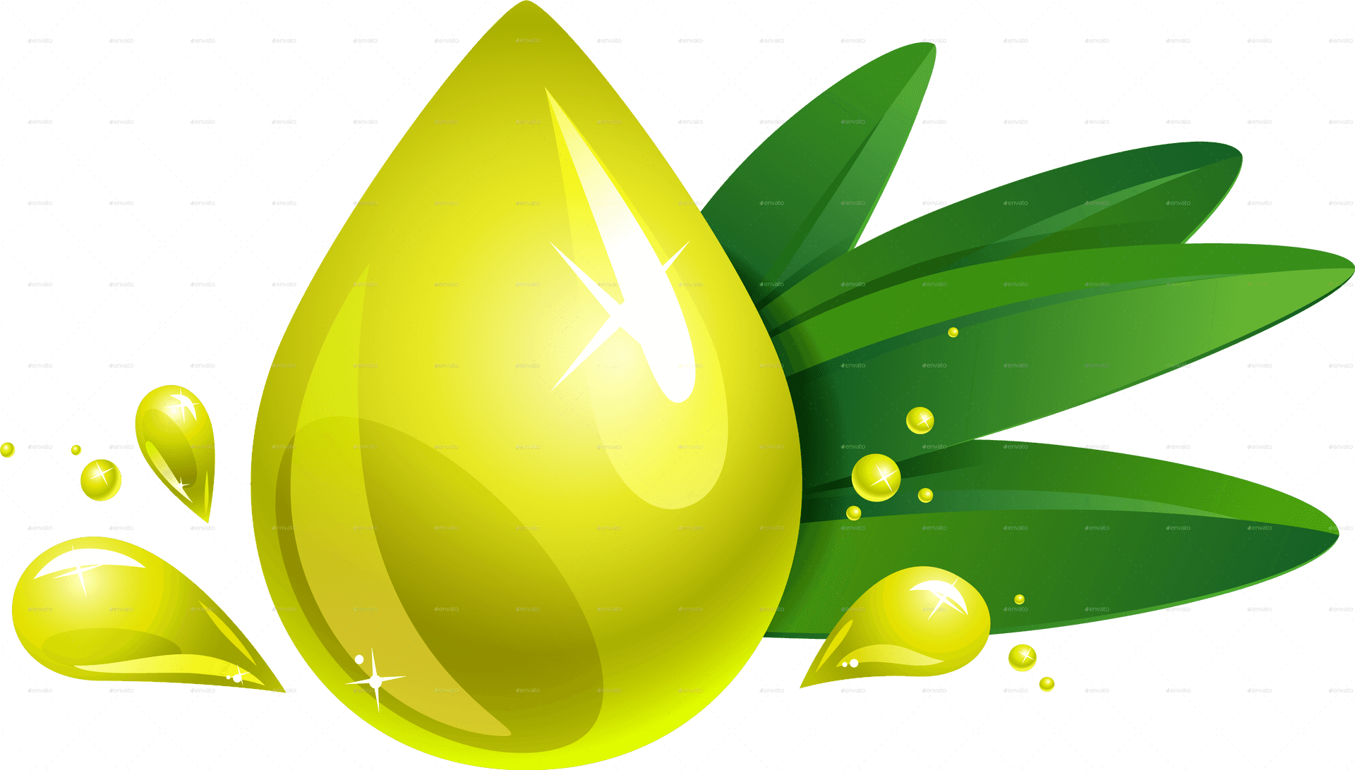 Golden Oil Drop On Leaves PNG Image