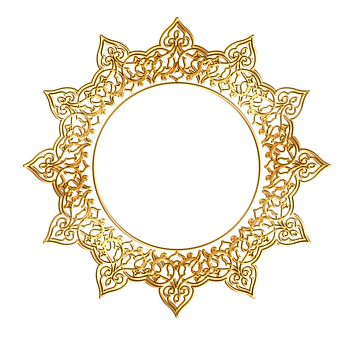 Golden Ornate Frameon Black Background PNG Image