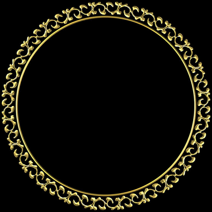 Golden Ornate Round Frame PNG Image