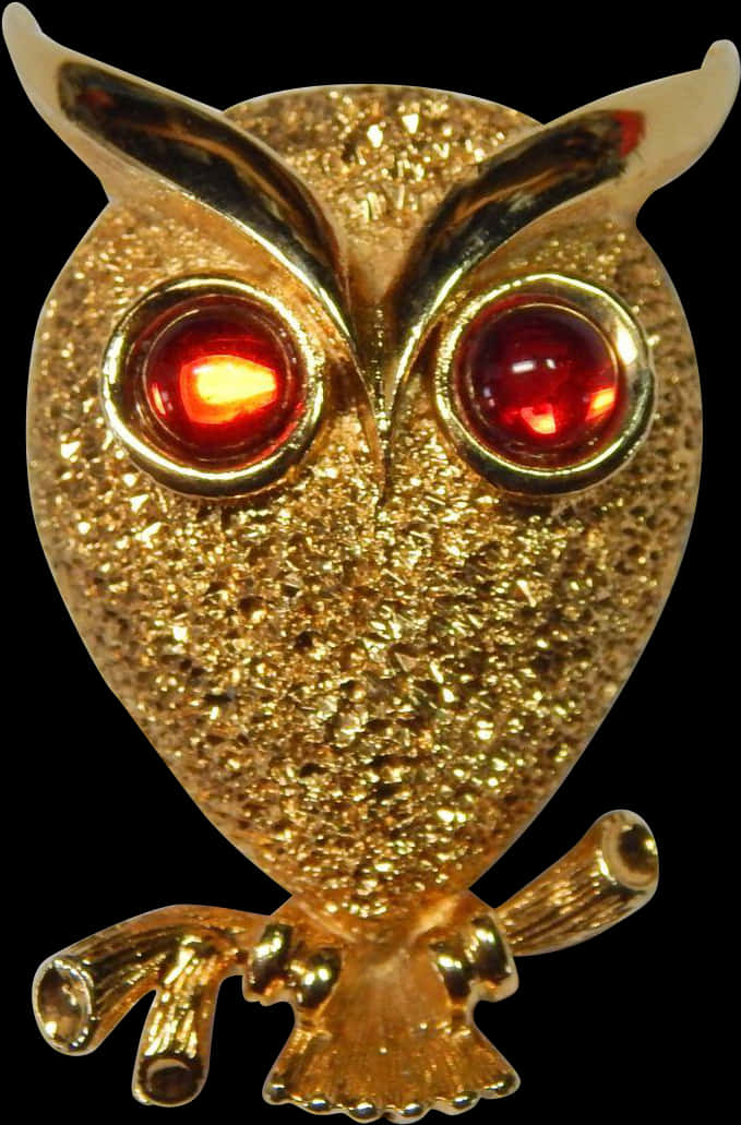 Golden Owl Broochwith Red Eyes PNG Image