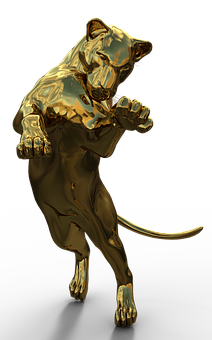 Golden Panther Statue PNG Image