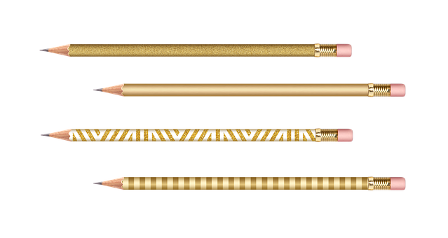 Golden Patterned Pencils Black Background PNG Image