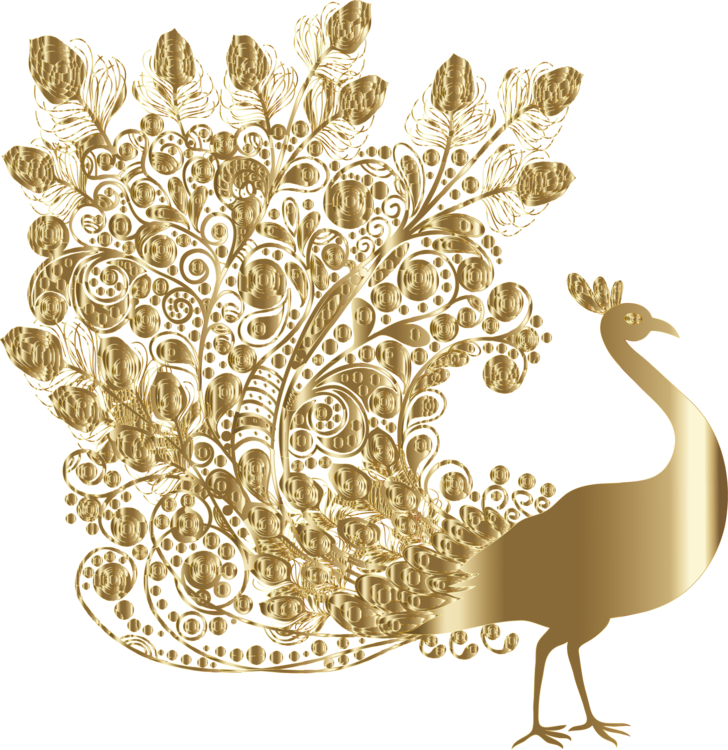 Golden Peacock Artwork PNG Image