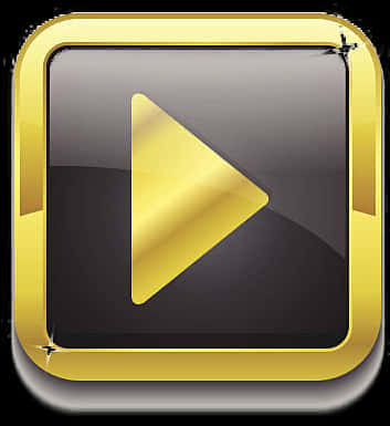 Golden Play Button Icon PNG Image