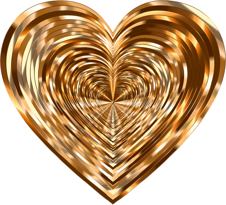 Golden_ Psychedelic_ Heart_ Vortex PNG Image