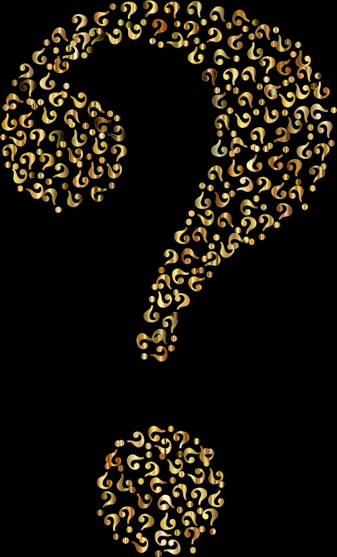 Golden Question Marks Forming Larger Question Mark PNG Image