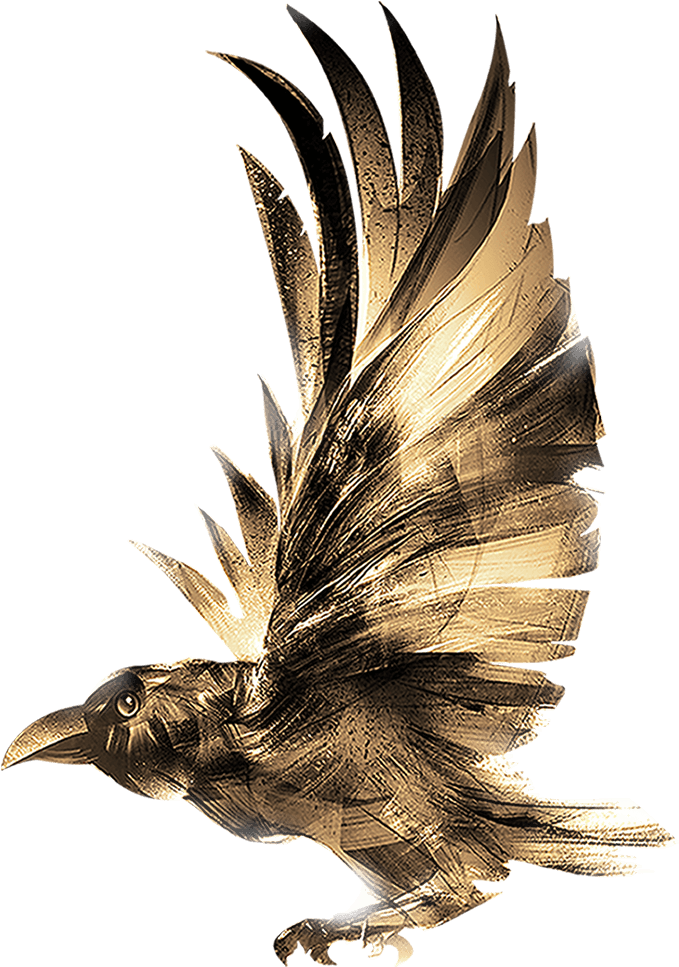 Golden Raven Illustration PNG Image