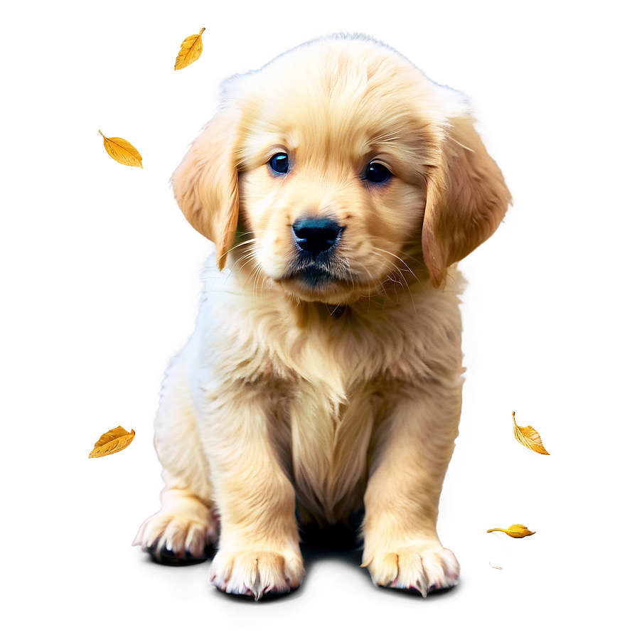 Golden Retriever Puppy And Leaves Png Rby47 PNG Image