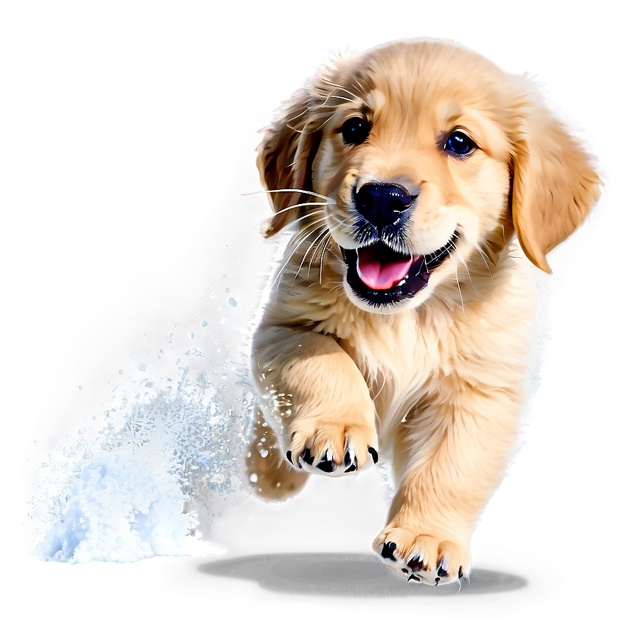 Golden Retriever Puppy Snow Play Png Wwm16 PNG Image