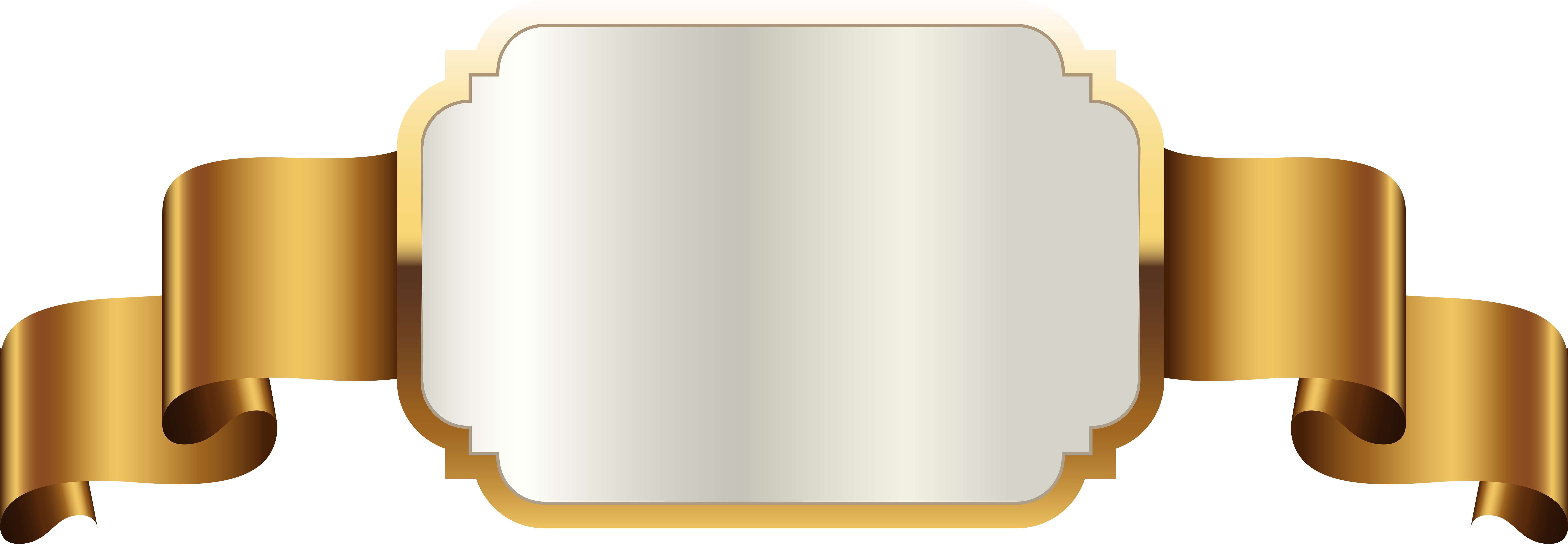 Golden Ribbon Banner Blank Label PNG Image