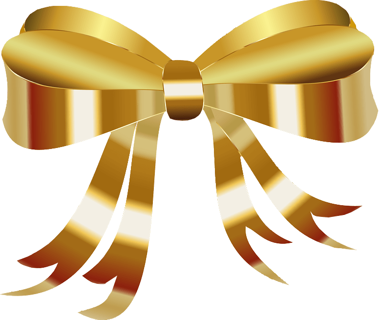 Golden Ribbon Bow Graphic PNG Image