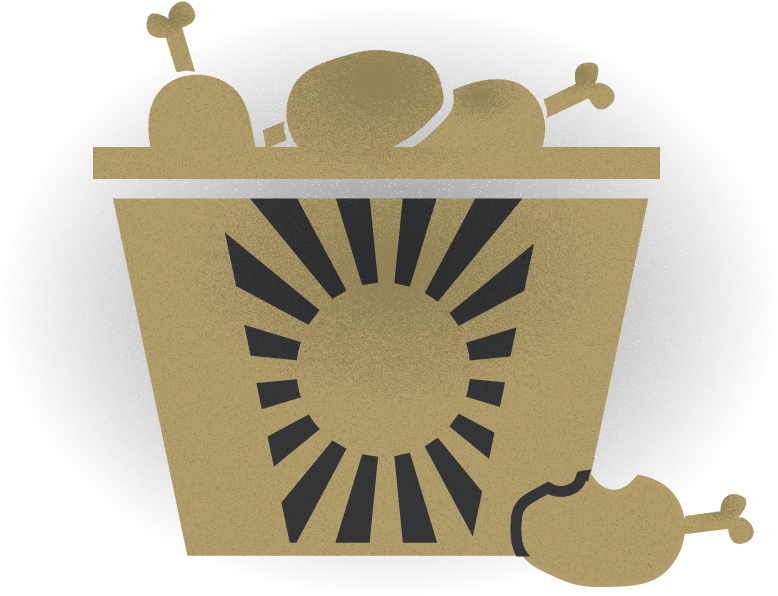 Golden Roast Chicken Bucket Illustration PNG Image