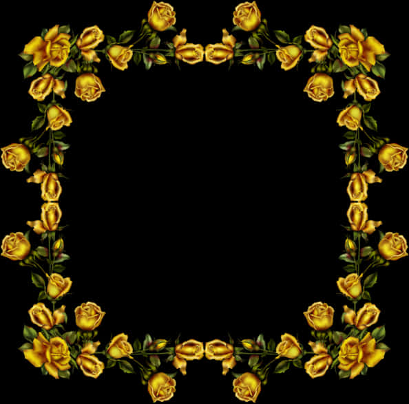 Golden Rose Frame Design PNG Image