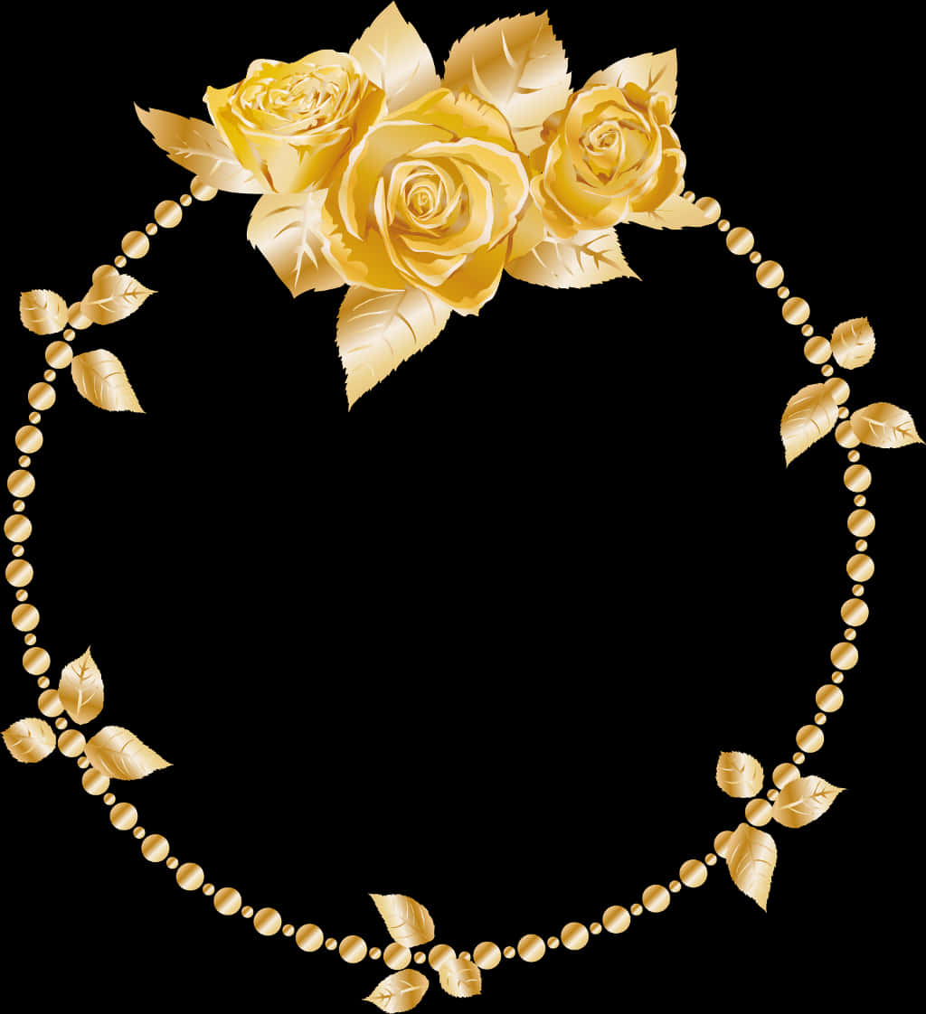 Golden Rose Frame Design PNG Image