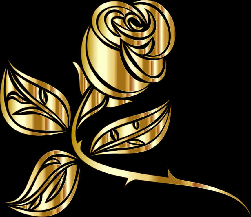 Golden_ Rose_ Illustration PNG Image