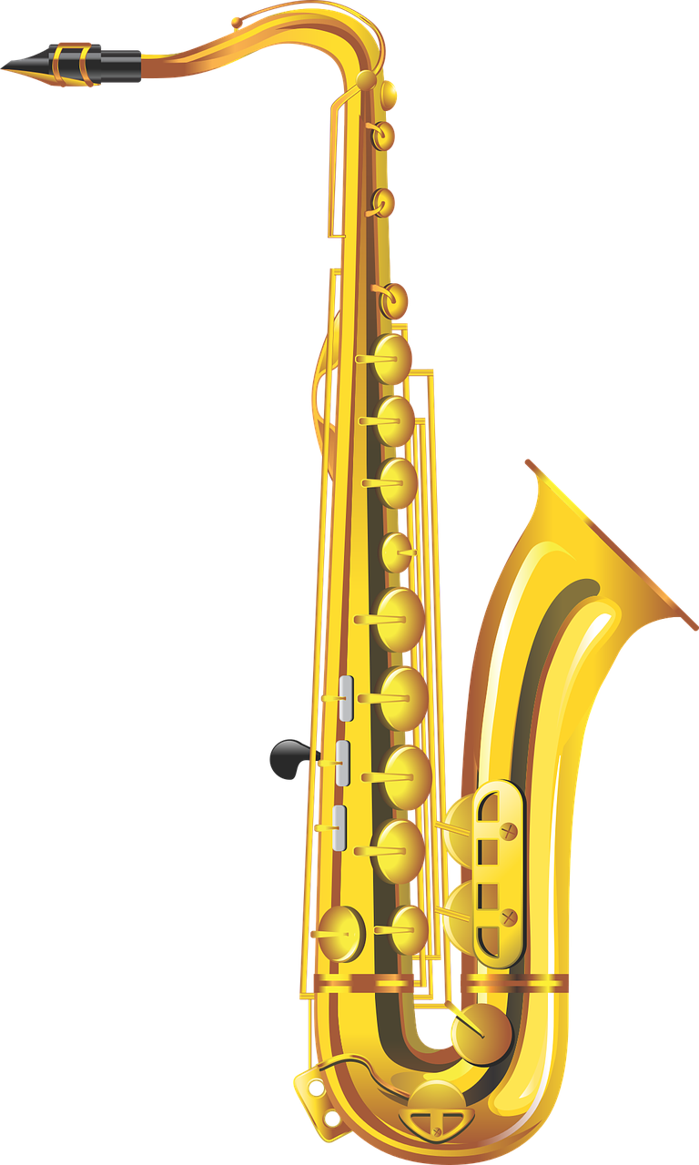 Golden Saxophone Illustration PNG Image